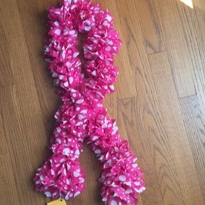 Pink boa/scarf with white hearts and polka dots.